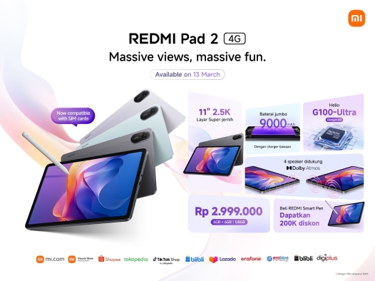 Xiaomi Hadirkan REDMI Pad 2 4G, Tablet Serba Bisa dengan Layar Imersif dan Baterai Jumbo