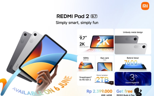 Xiaomi Luncurkan REDMI Pad 2 9.7 dan REDMI Headphone Neo di Indonesia